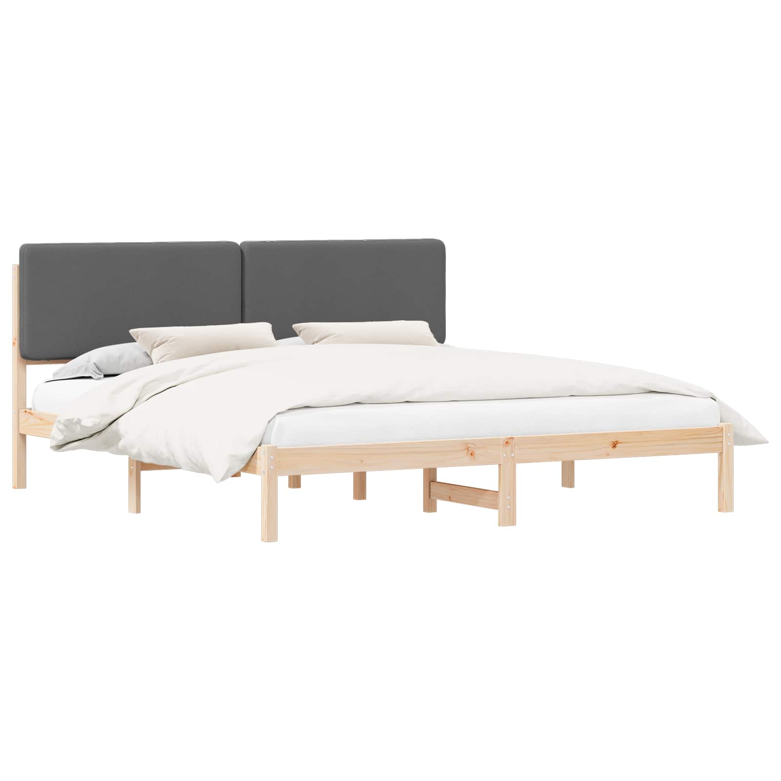 vidaXL Ramka łóżka z tapicerowanym wezgłowiem Ciemnoszary 200 x 200 cm