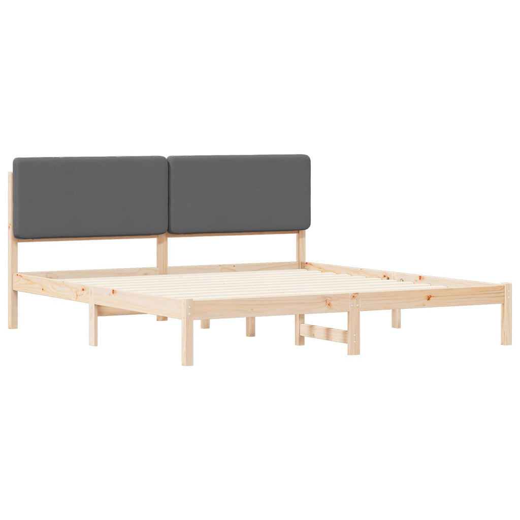 vidaXL Ramka łóżka z tapicerowanym wezgłowiem Ciemnoszary 200 x 200 cm