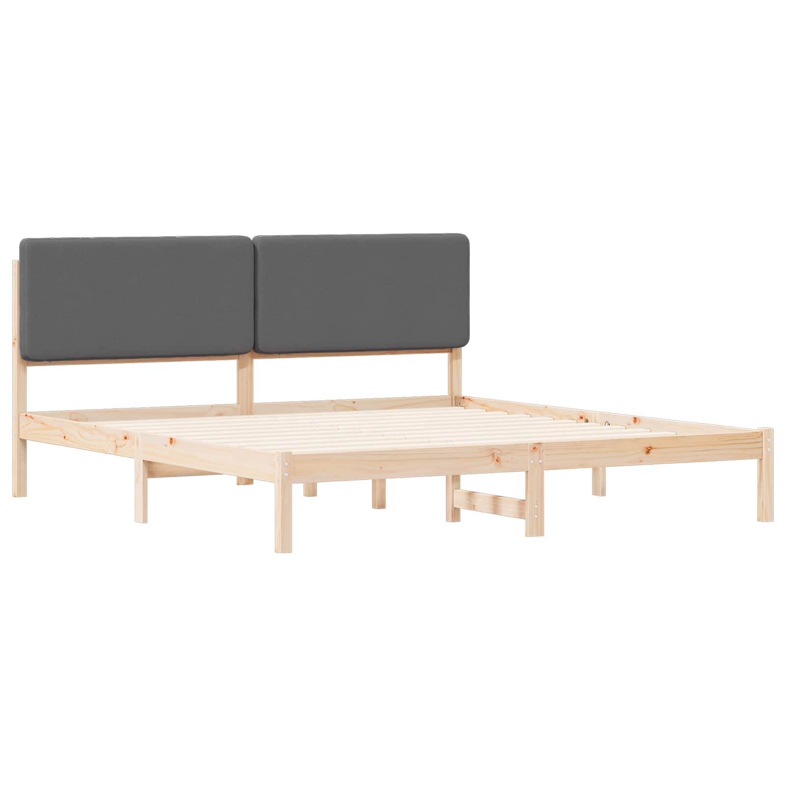 vidaXL Ramka łóżka z tapicerowanym wezgłowiem Ciemnoszary 200 x 200 cm