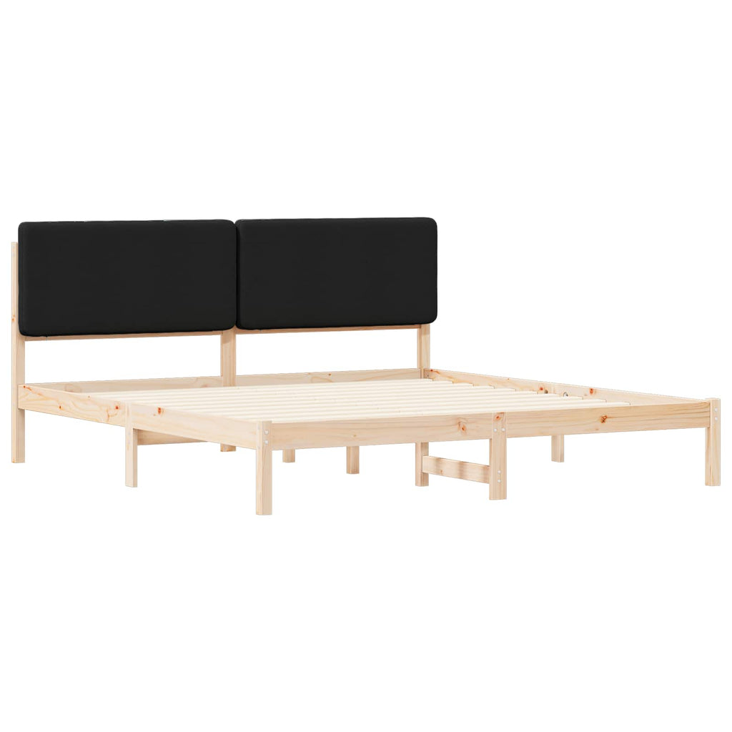 vidaXL Ramka łóżka z tapicerowanym wezgłowiem Czarny 200 x 200 cm