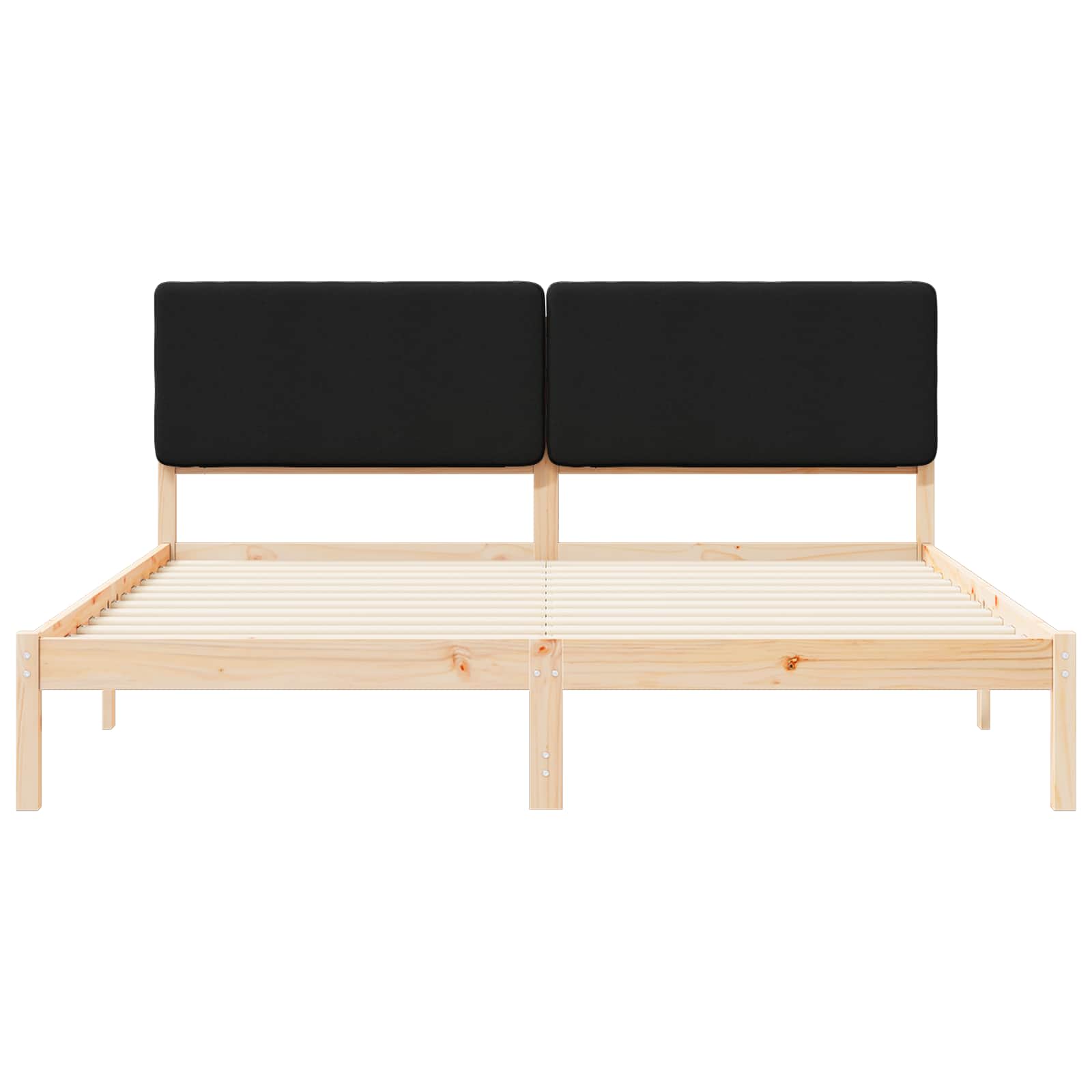 vidaXL Ramka łóżka z tapicerowanym wezgłowiem Czarny 200 x 200 cm