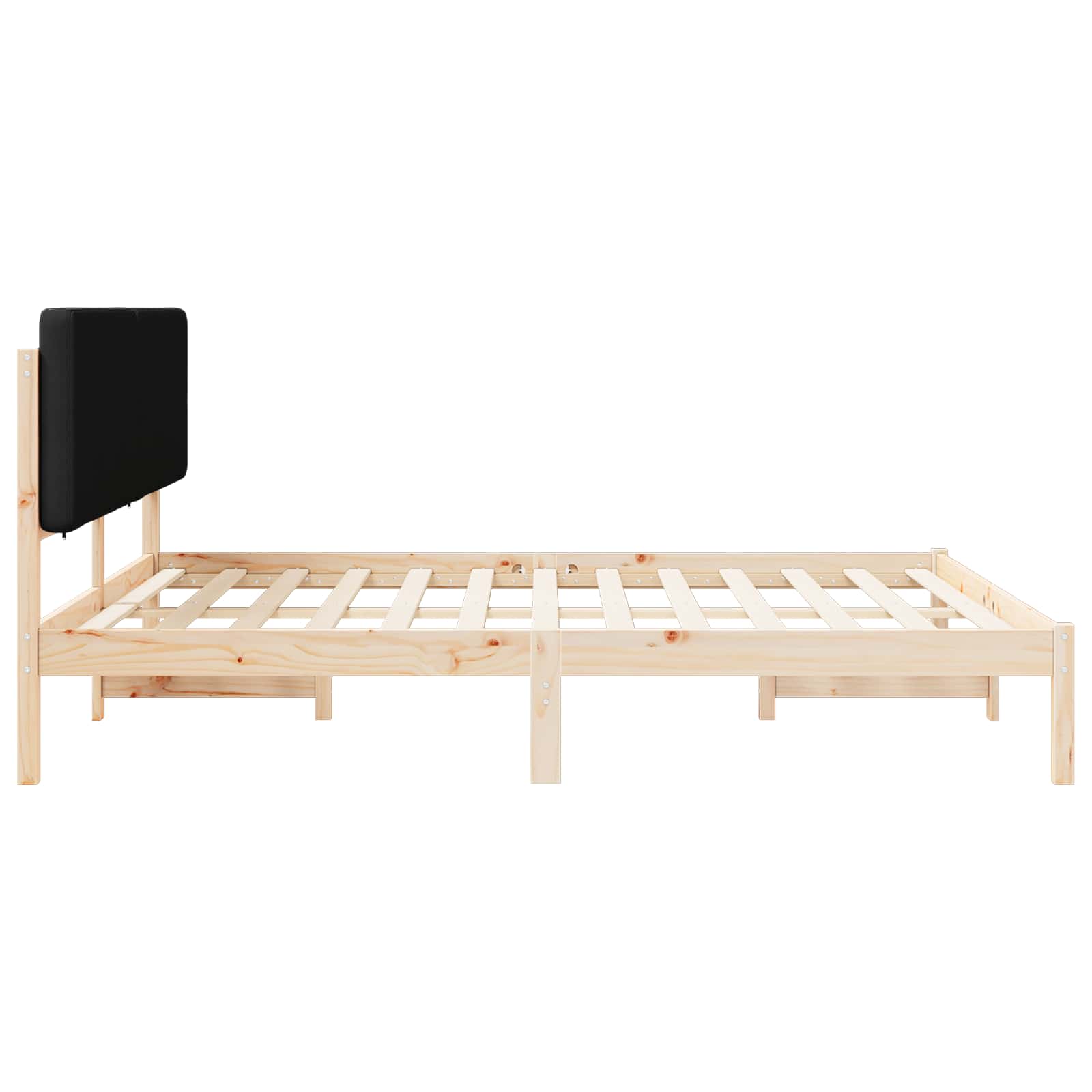 vidaXL Ramka łóżka z tapicerowanym wezgłowiem Czarny 200 x 200 cm