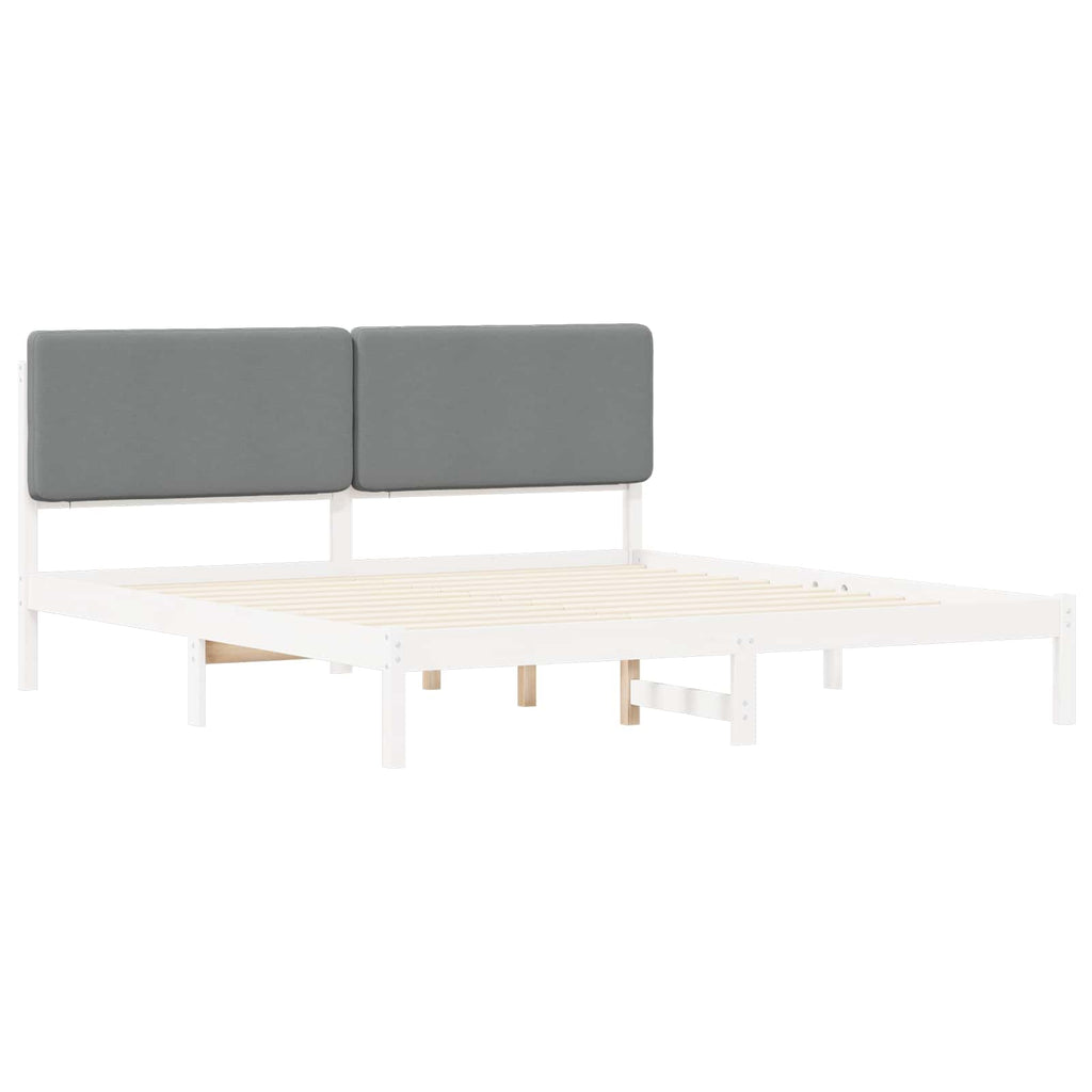 vidaXL Ramka łóżka z tapicerowanym wezgłowiem Jasnoszary 200 x 200 cm