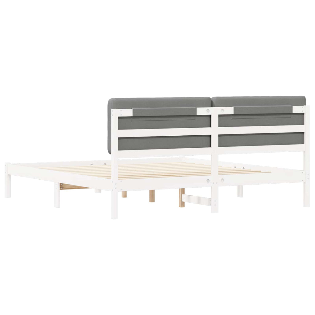 vidaXL Ramka łóżka z tapicerowanym wezgłowiem Jasnoszary 200 x 200 cm