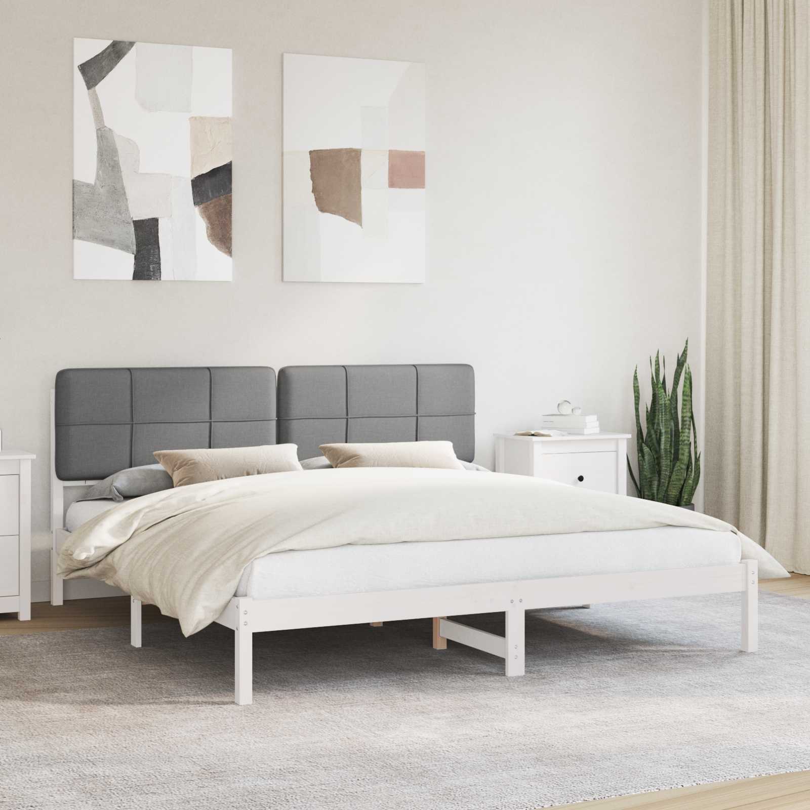 vidaXL Ramka łóżka z tapicerowanym wezgłowiem Ciemnoszary 200 x 200 cm