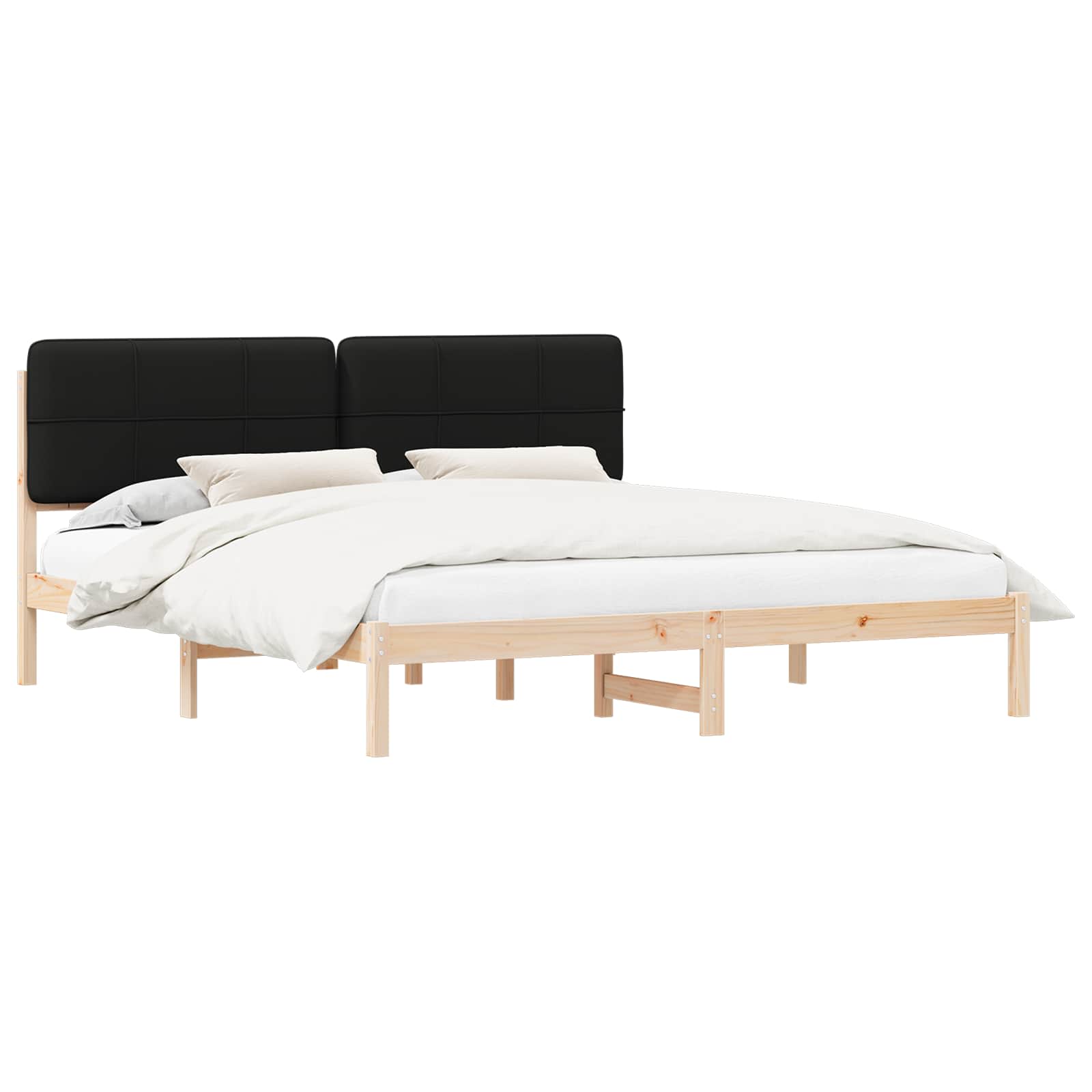 vidaXL Ramka łóżka z tapicerowanym wezgłowiem Czarny 200 x 200 cm