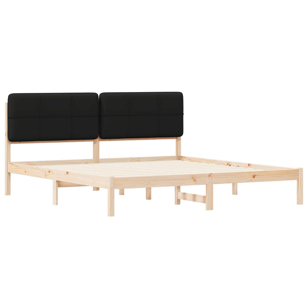 vidaXL Ramka łóżka z tapicerowanym wezgłowiem Czarny 200 x 200 cm