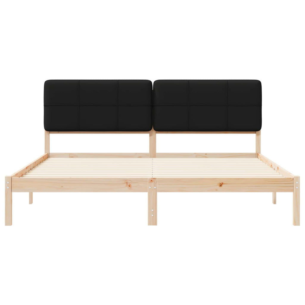 vidaXL Ramka łóżka z tapicerowanym wezgłowiem Czarny 200 x 200 cm