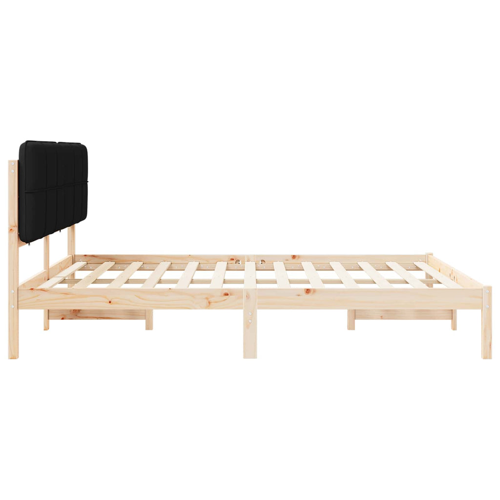 vidaXL Ramka łóżka z tapicerowanym wezgłowiem Czarny 200 x 200 cm