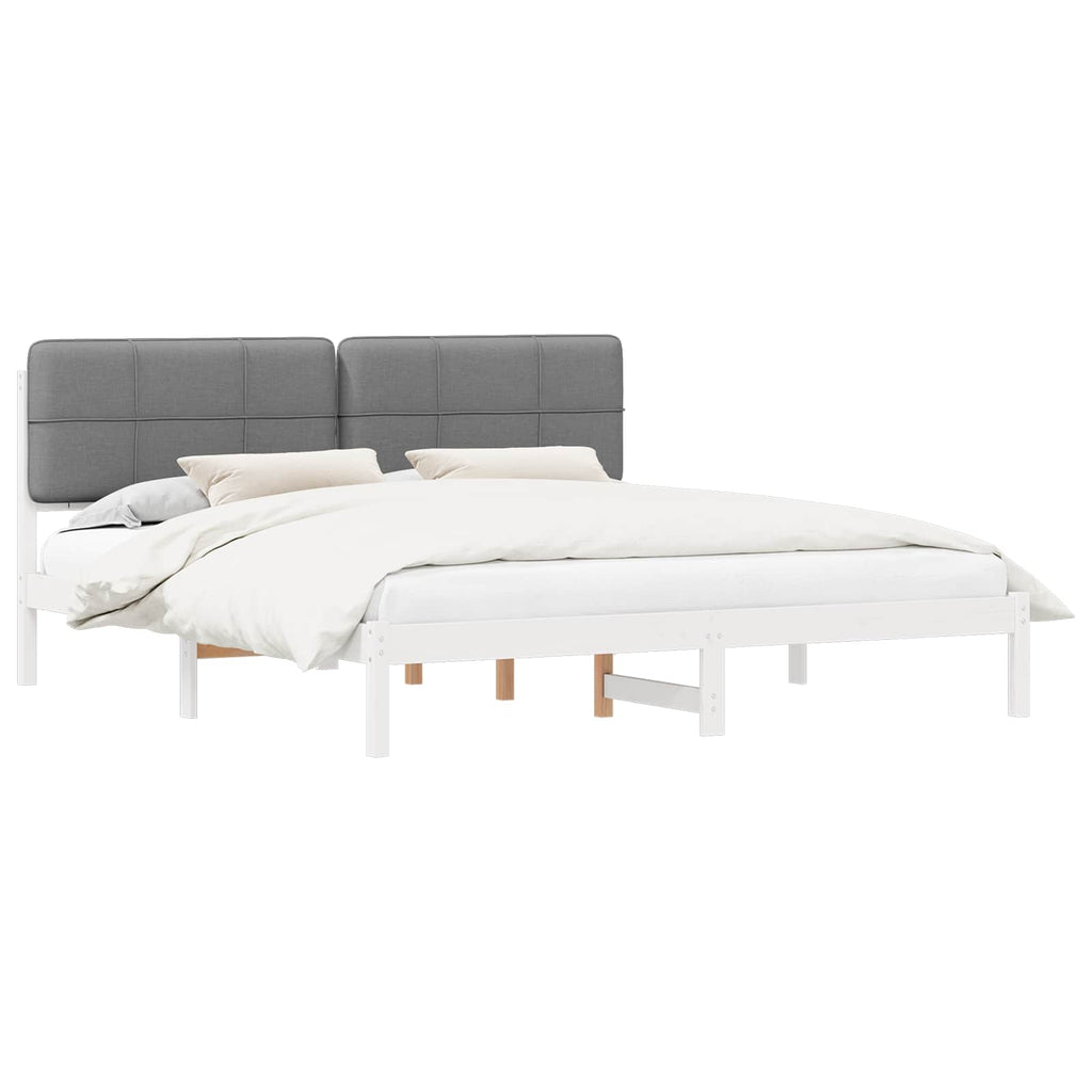 vidaXL Ramka łóżka z tapicerowanym wezgłowiem Jasnoszary 200 x 200 cm