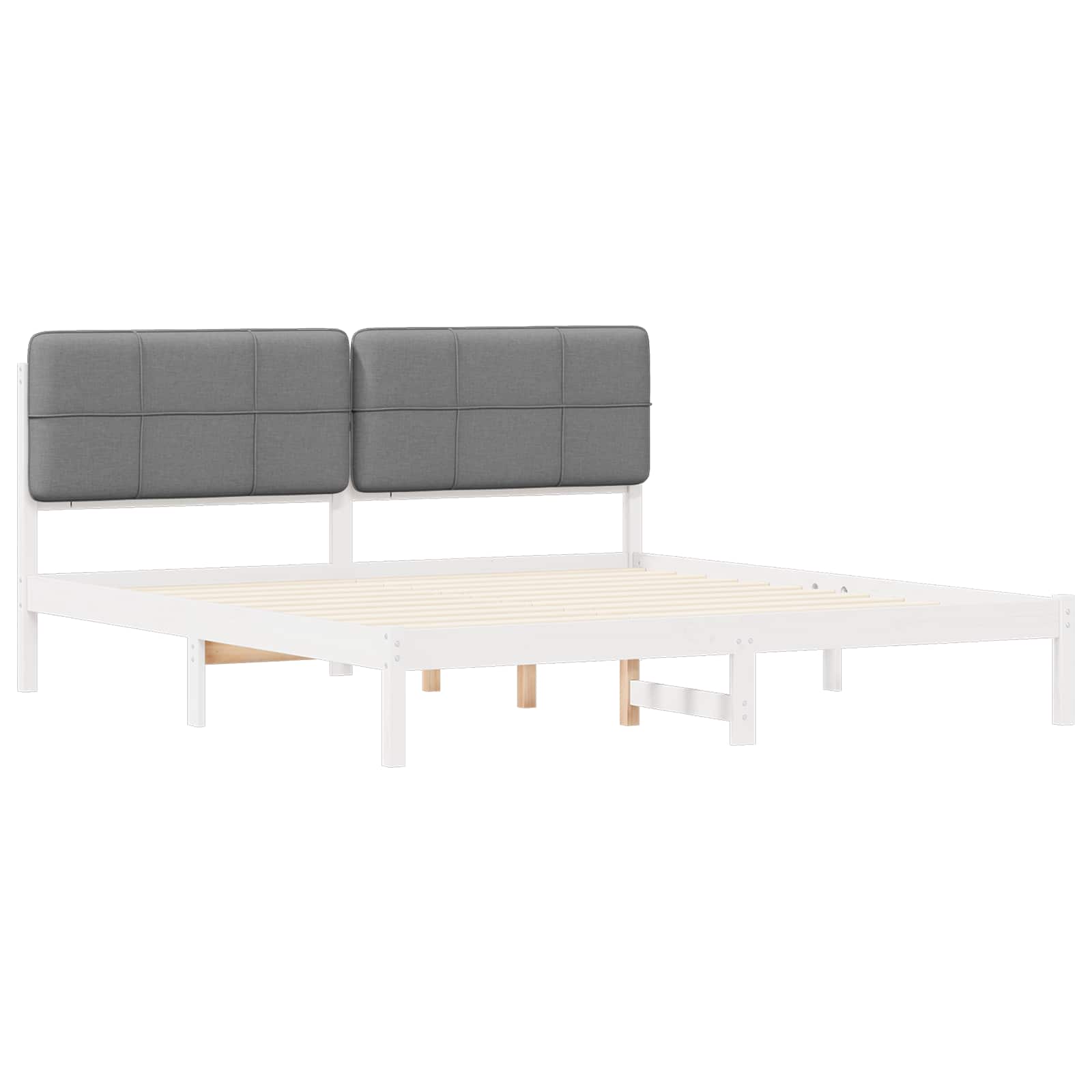 vidaXL Ramka łóżka z tapicerowanym wezgłowiem Jasnoszary 200 x 200 cm