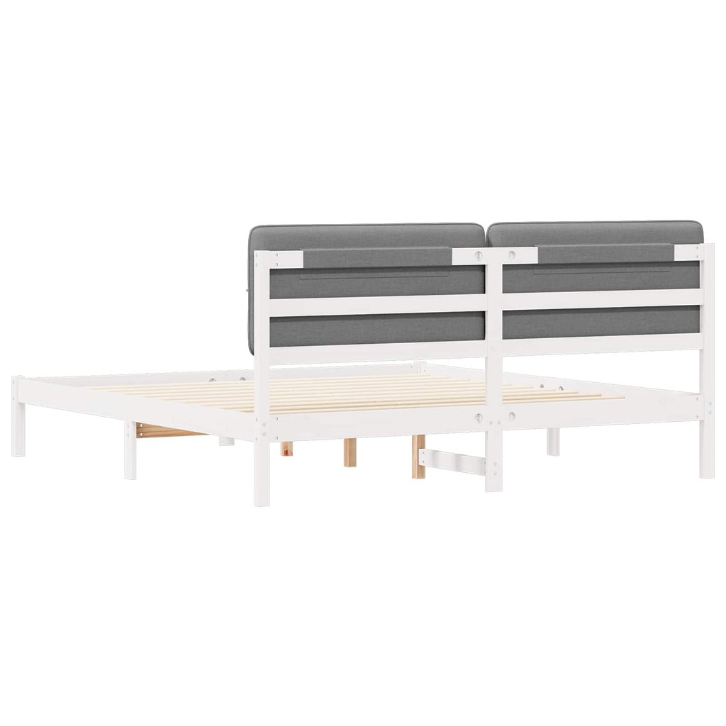 vidaXL Ramka łóżka z tapicerowanym wezgłowiem Jasnoszary 200 x 200 cm