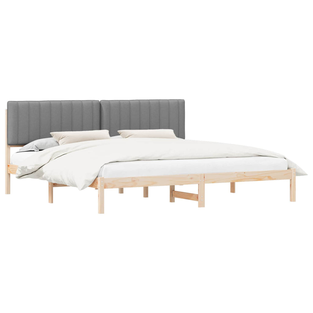 vidaXL Ramka łóżka z tapicerowanym wezgłowiem Jasnoszary 200 x 200 cm