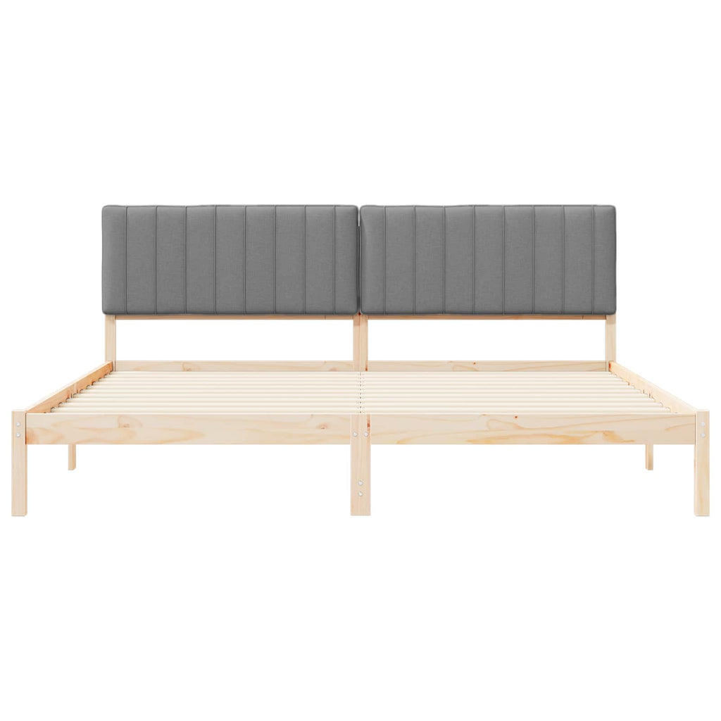 vidaXL Ramka łóżka z tapicerowanym wezgłowiem Jasnoszary 200 x 200 cm