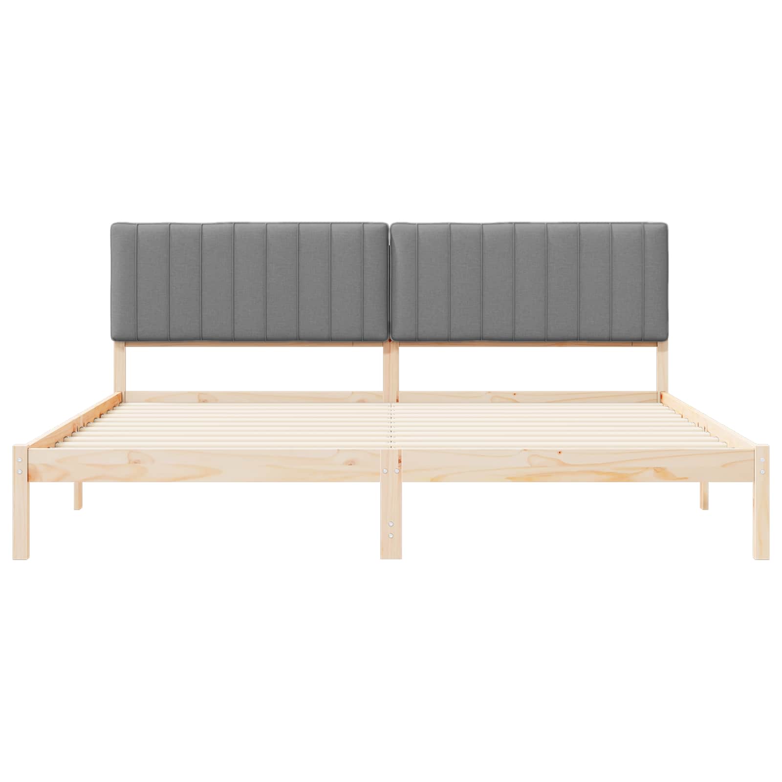 vidaXL Ramka łóżka z tapicerowanym wezgłowiem Jasnoszary 200 x 200 cm