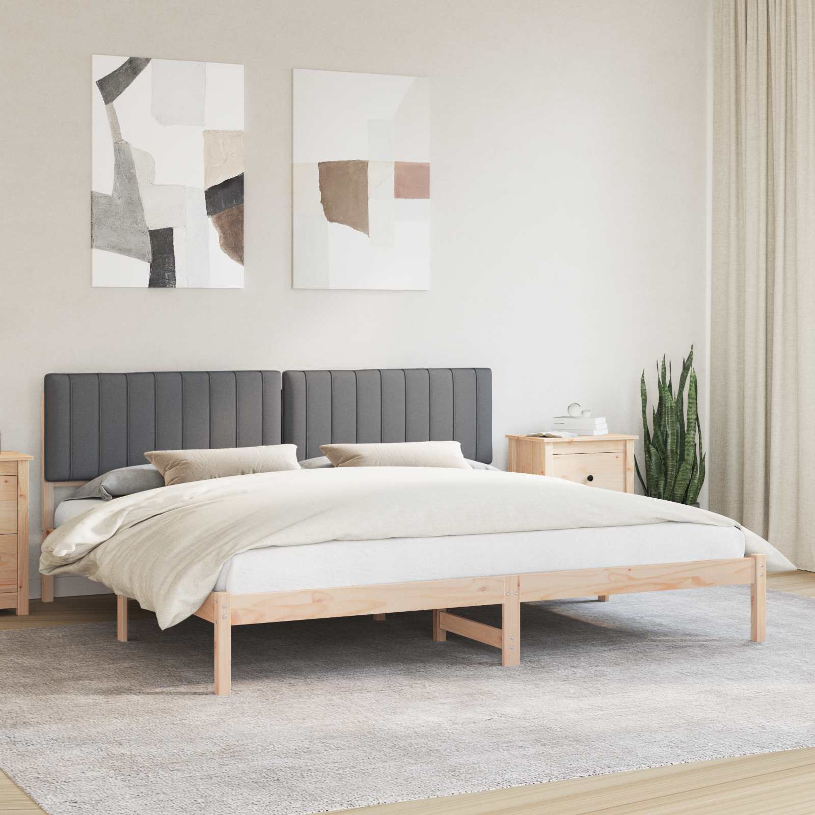 vidaXL Ramka łóżka z tapicerowanym wezgłowiem Ciemnoszary 200 x 200 cm