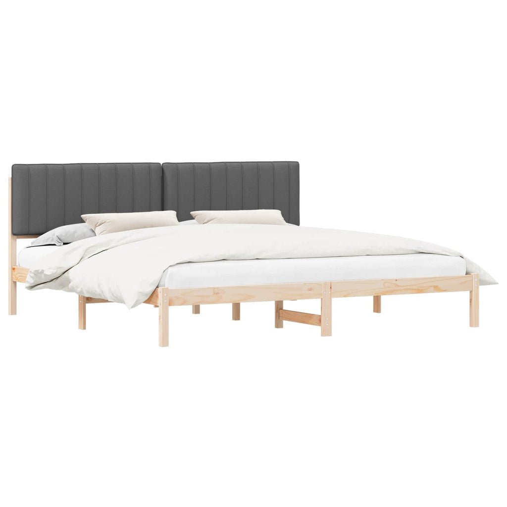 vidaXL Ramka łóżka z tapicerowanym wezgłowiem Ciemnoszary 200 x 200 cm