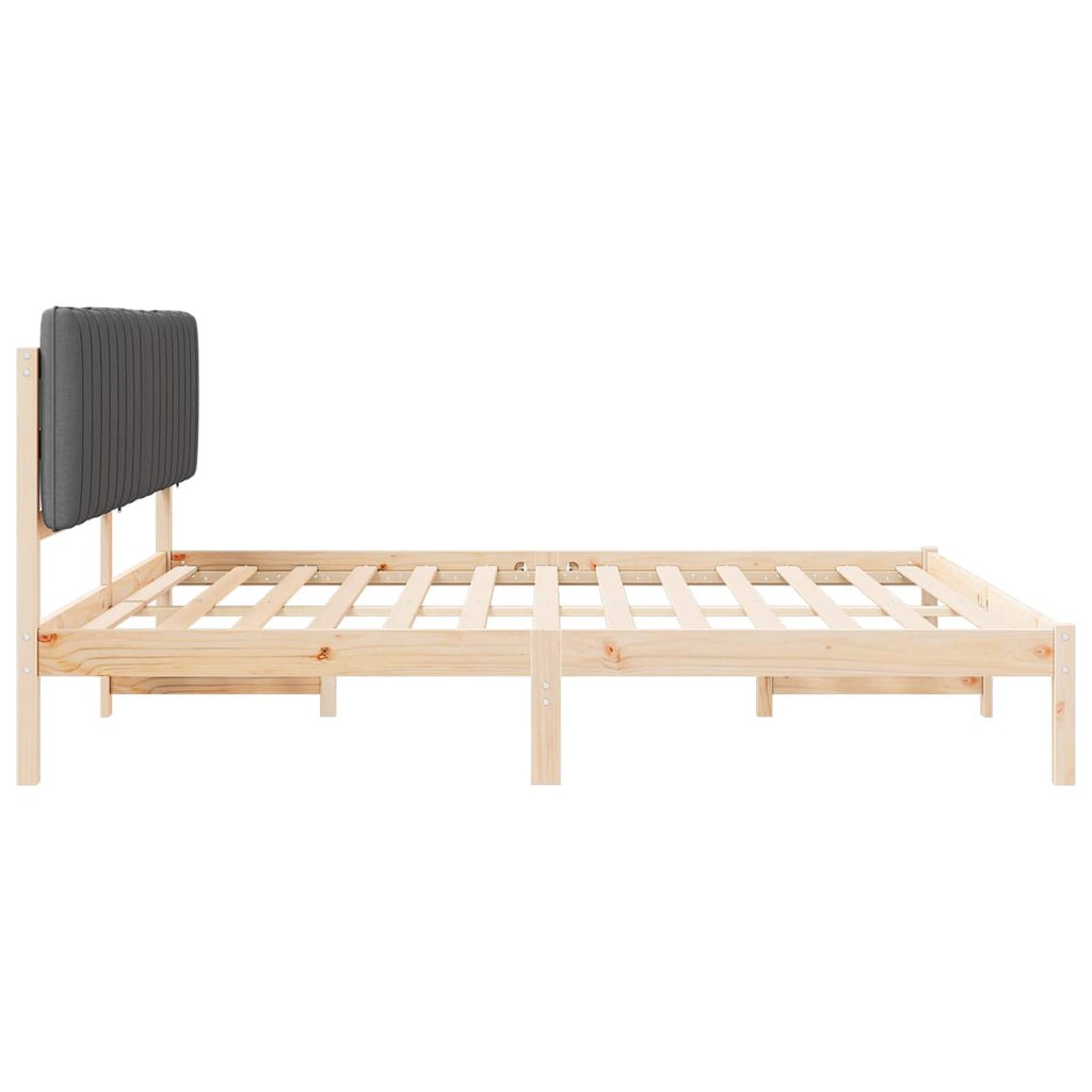 vidaXL Ramka łóżka z tapicerowanym wezgłowiem Ciemnoszary 200 x 200 cm