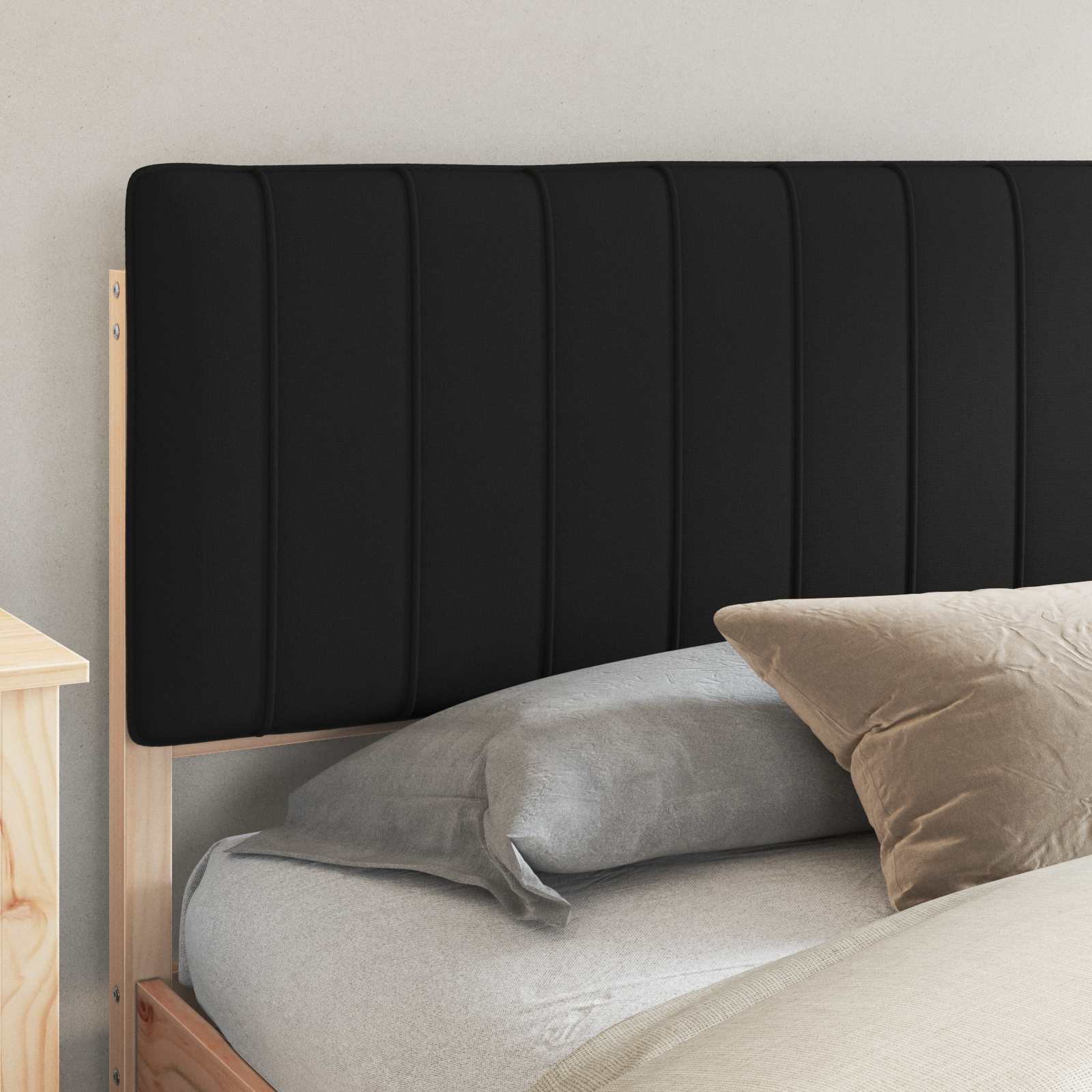 vidaXL Ramka łóżka z tapicerowanym wezgłowiem Czarny 200 x 200 cm