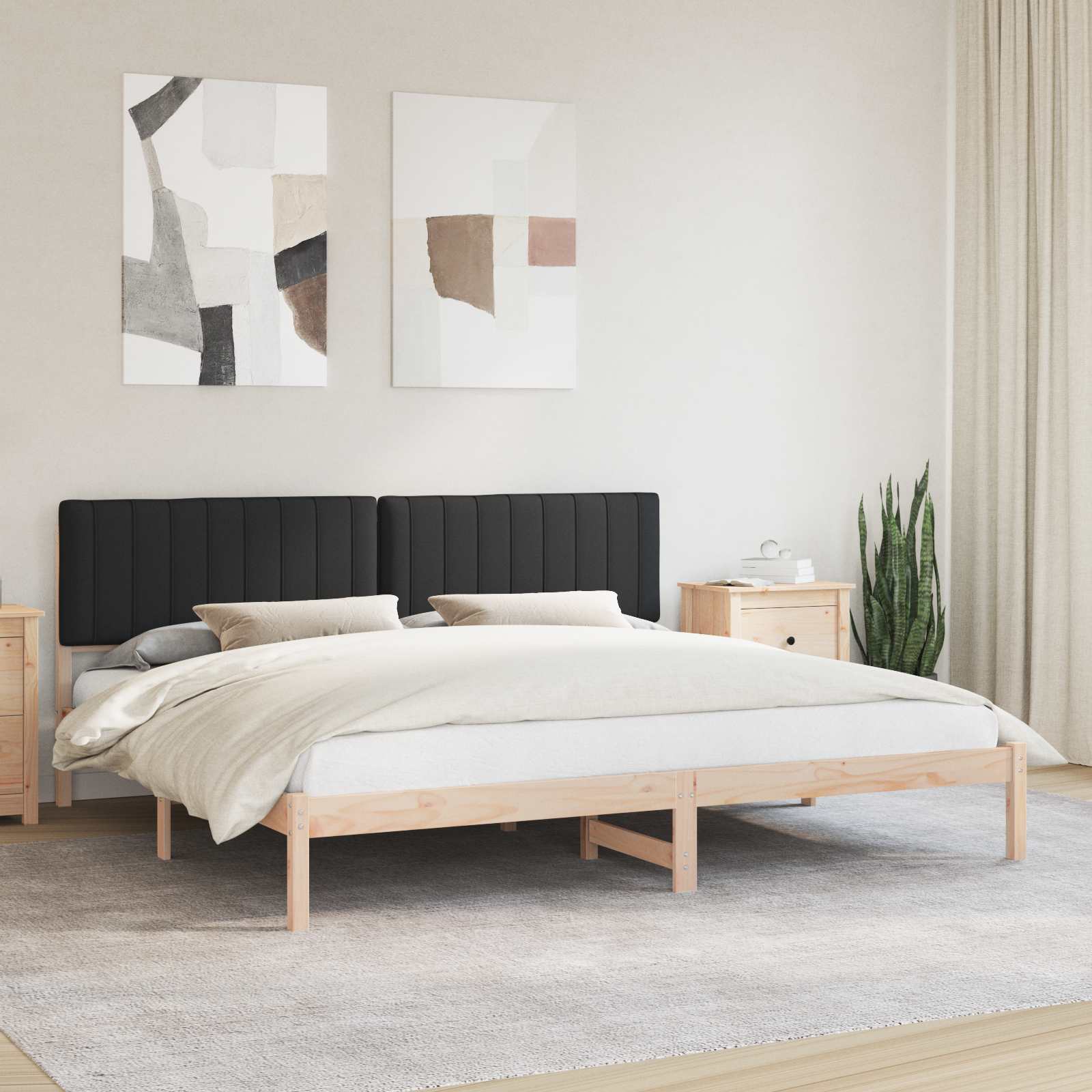 vidaXL Ramka łóżka z tapicerowanym wezgłowiem Czarny 200 x 200 cm
