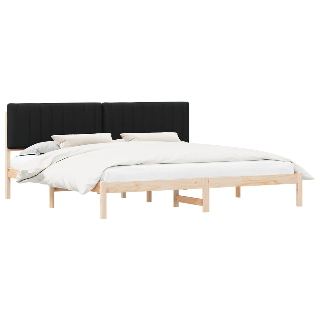 vidaXL Ramka łóżka z tapicerowanym wezgłowiem Czarny 200 x 200 cm