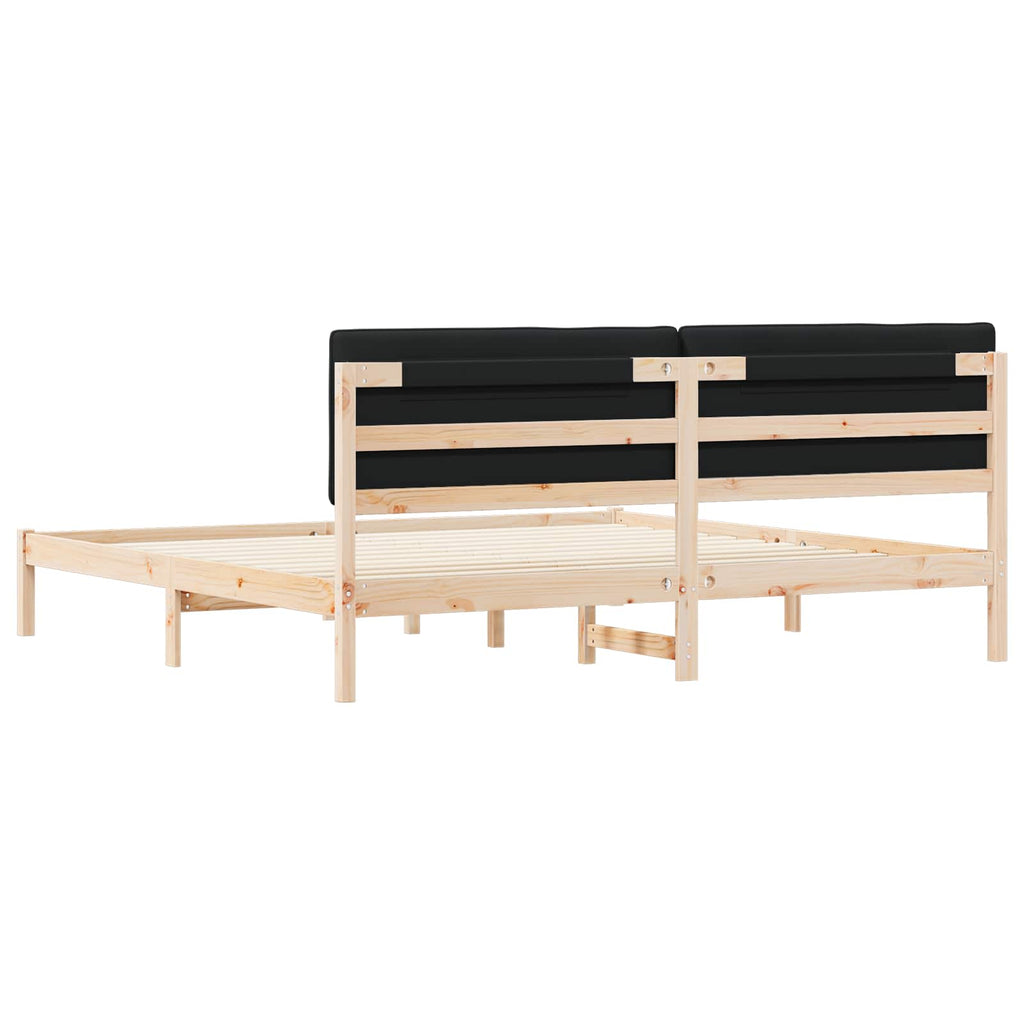vidaXL Ramka łóżka z tapicerowanym wezgłowiem Czarny 200 x 200 cm