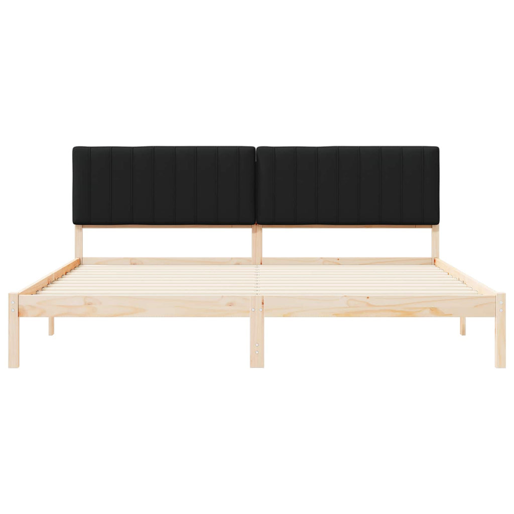 vidaXL Ramka łóżka z tapicerowanym wezgłowiem Czarny 200 x 200 cm