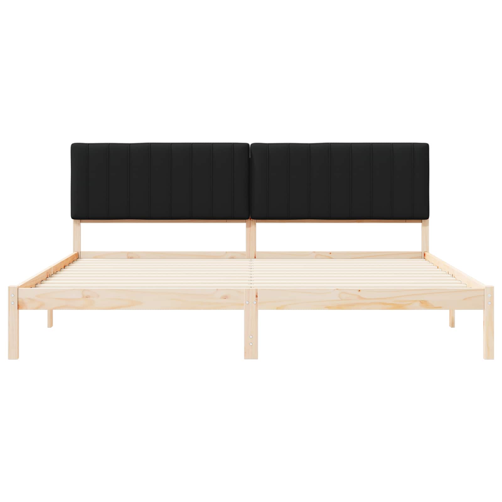 vidaXL Ramka łóżka z tapicerowanym wezgłowiem Czarny 200 x 200 cm