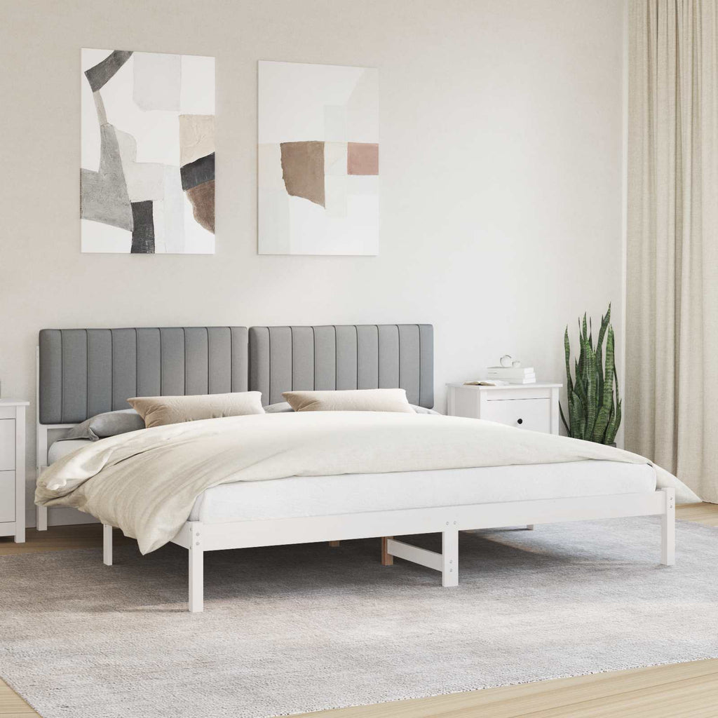 vidaXL Ramka łóżka z tapicerowanym wezgłowiem Jasnoszary 200 x 200 cm