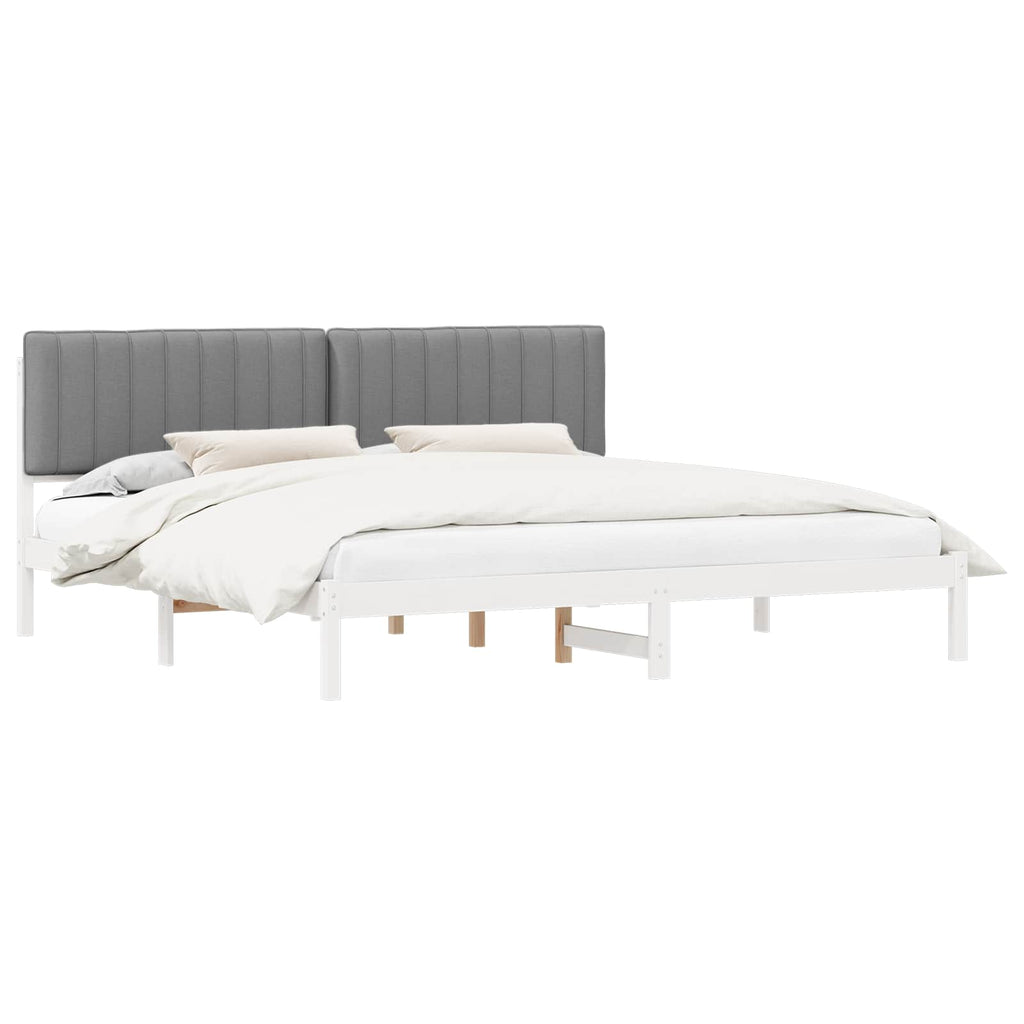 vidaXL Ramka łóżka z tapicerowanym wezgłowiem Jasnoszary 200 x 200 cm