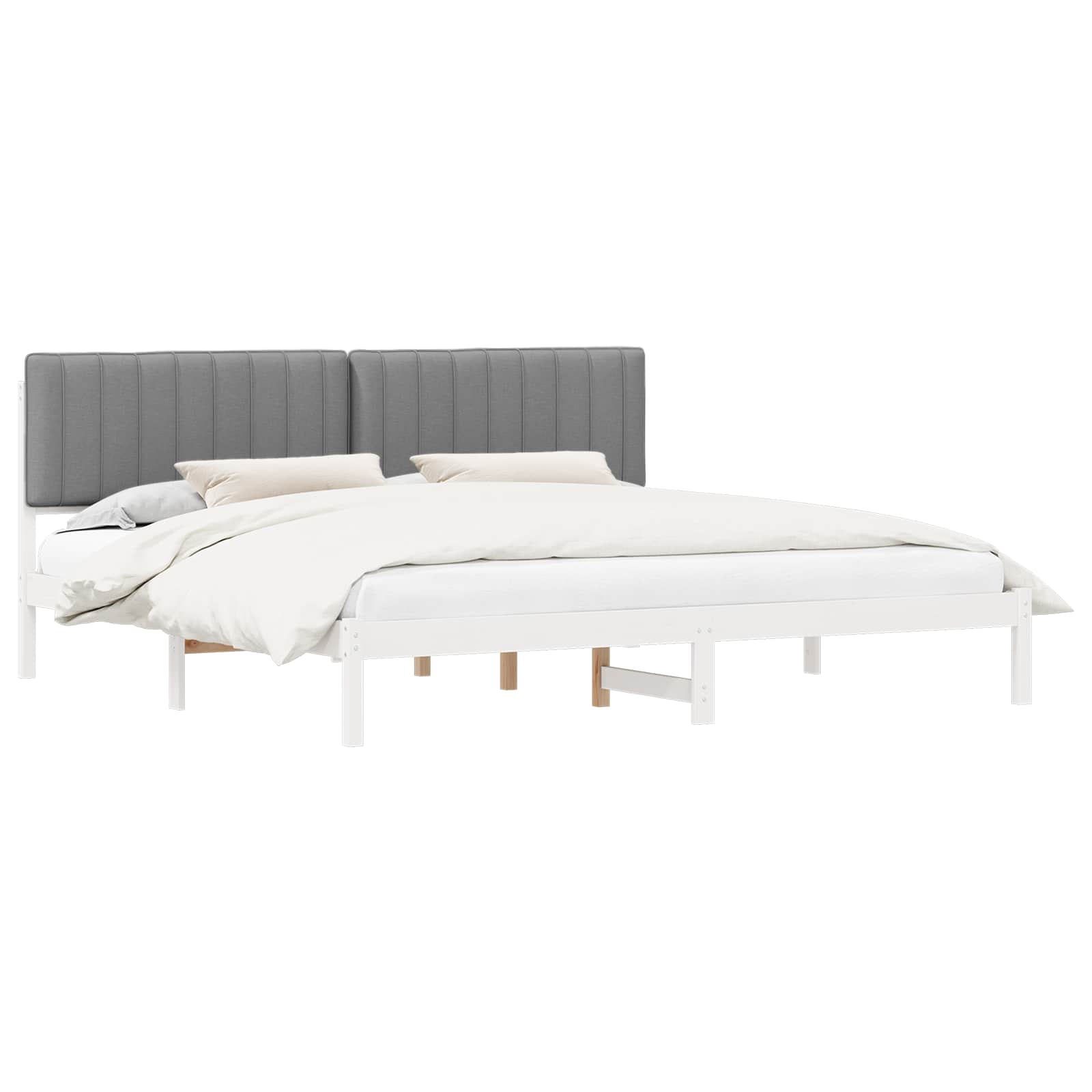 vidaXL Ramka łóżka z tapicerowanym wezgłowiem Jasnoszary 200 x 200 cm