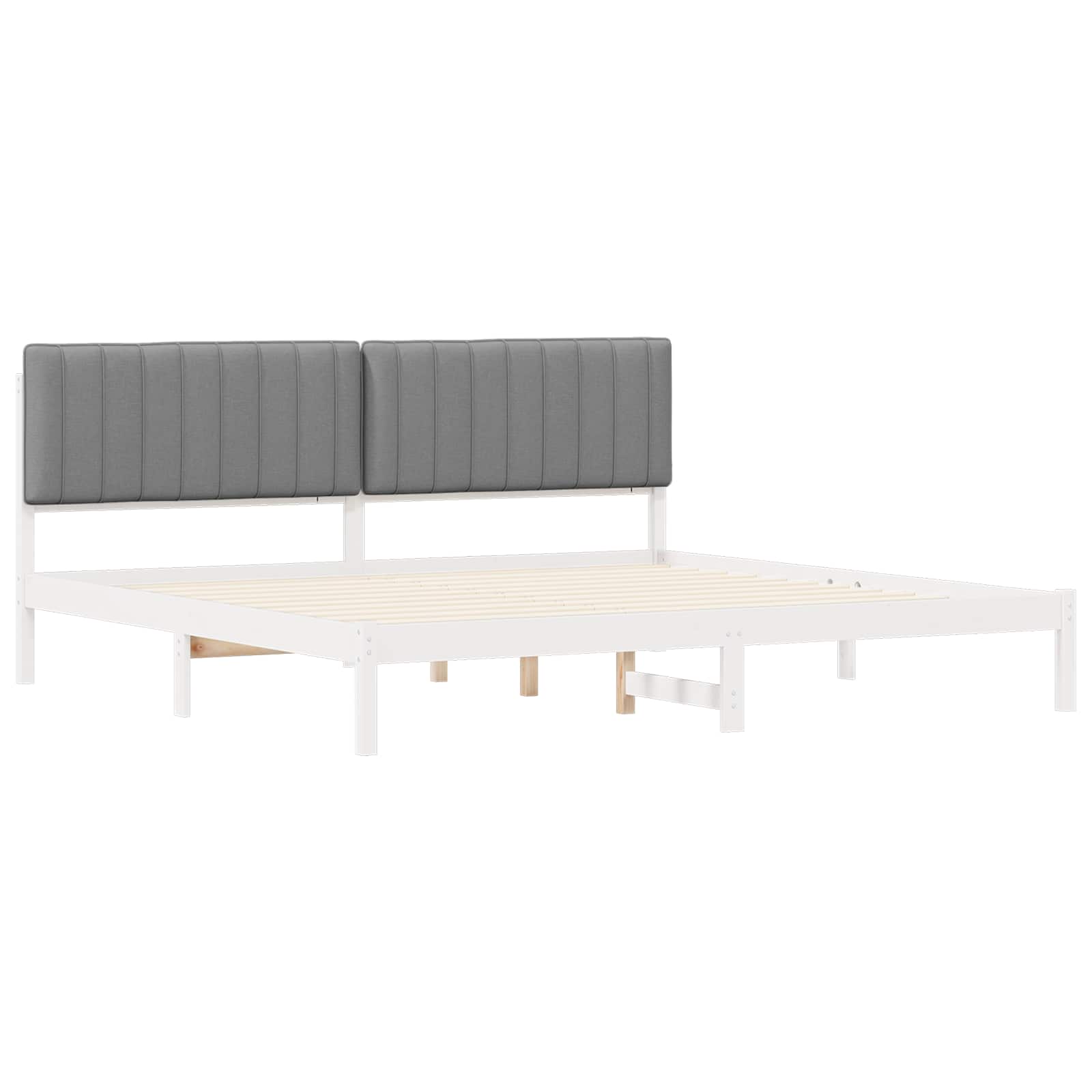 vidaXL Ramka łóżka z tapicerowanym wezgłowiem Jasnoszary 200 x 200 cm