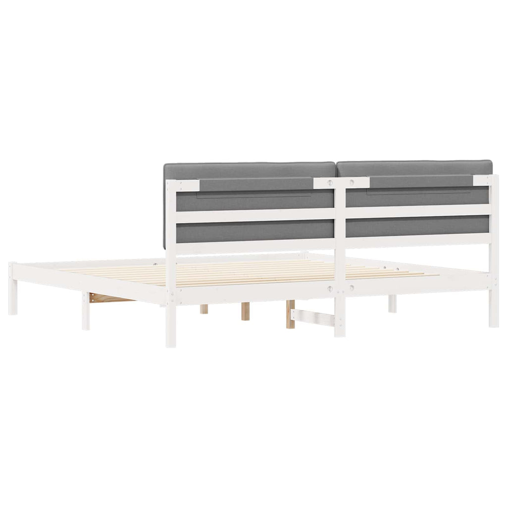 vidaXL Ramka łóżka z tapicerowanym wezgłowiem Jasnoszary 200 x 200 cm