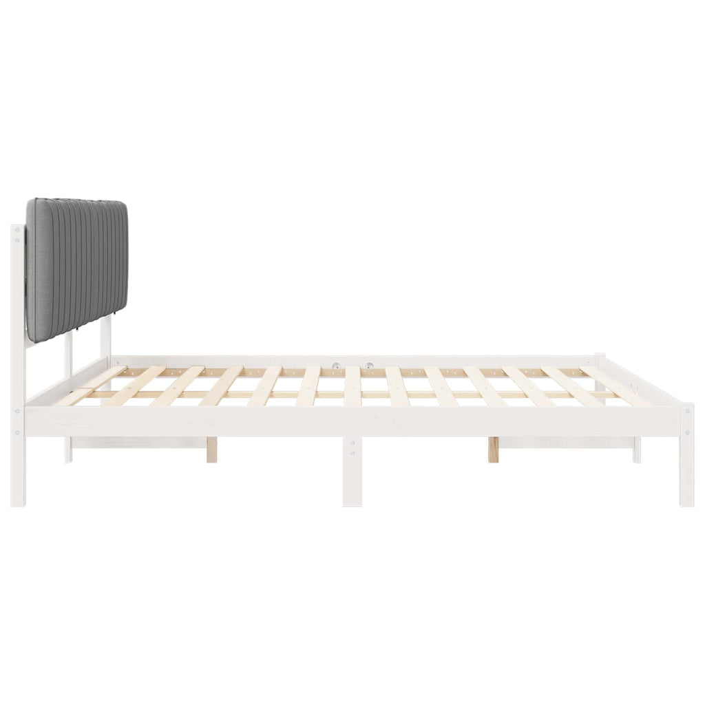 vidaXL Ramka łóżka z tapicerowanym wezgłowiem Jasnoszary 200 x 200 cm