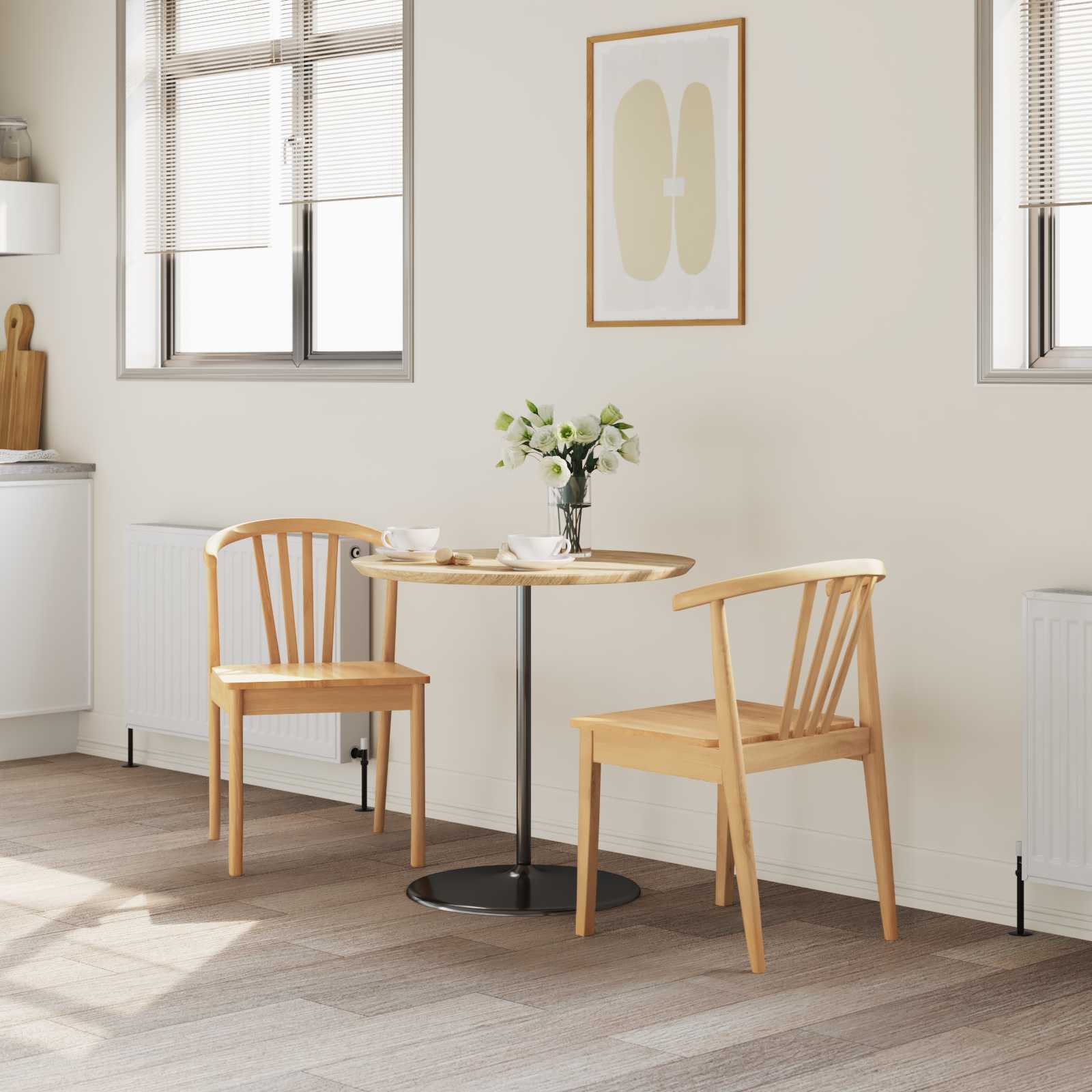 vidaXL Krzesło jadalniane 2 pcs Naturalny Solidne drewno kauczukowe