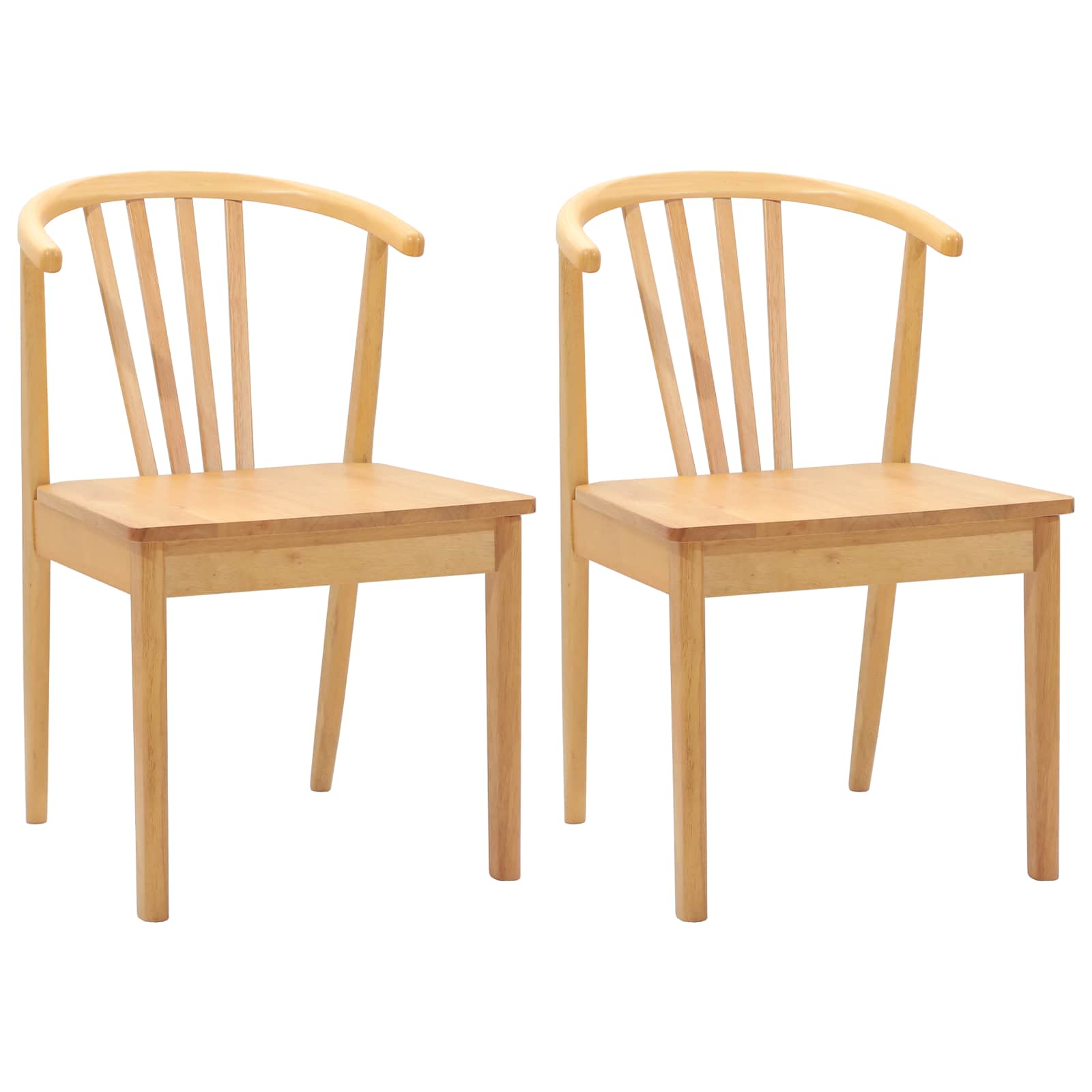 vidaXL Krzesło jadalniane 2 pcs Naturalny Solidne drewno kauczukowe