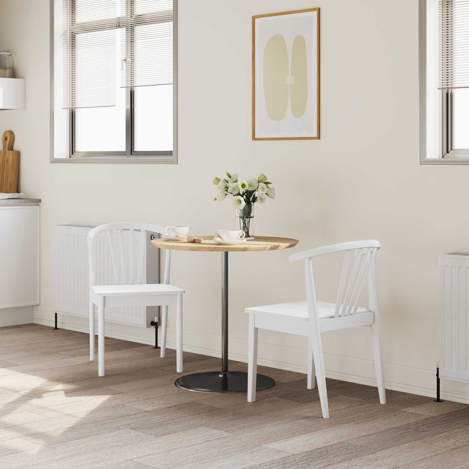 vidaXL Krzesło jadalniane 2 pcs Biały Solidne drewno kauczukowe