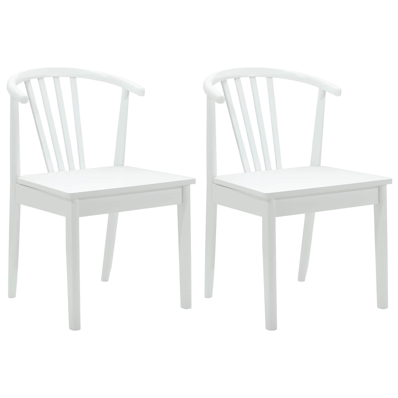 vidaXL Krzesło jadalniane 2 pcs Biały Solidne drewno kauczukowe