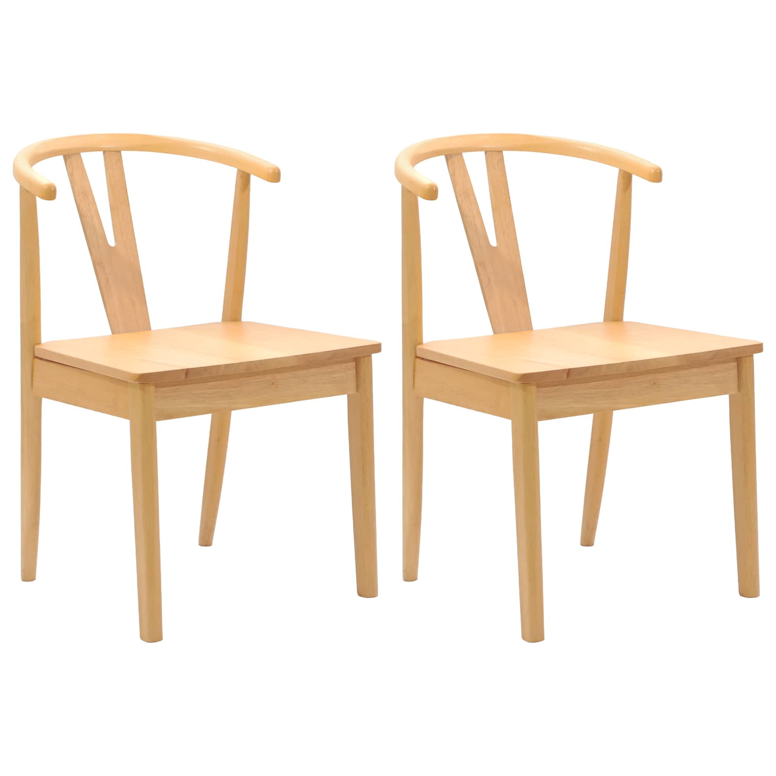 vidaXL Krzesło jadalniane 2 pcs Naturalny Drewno Gumowe