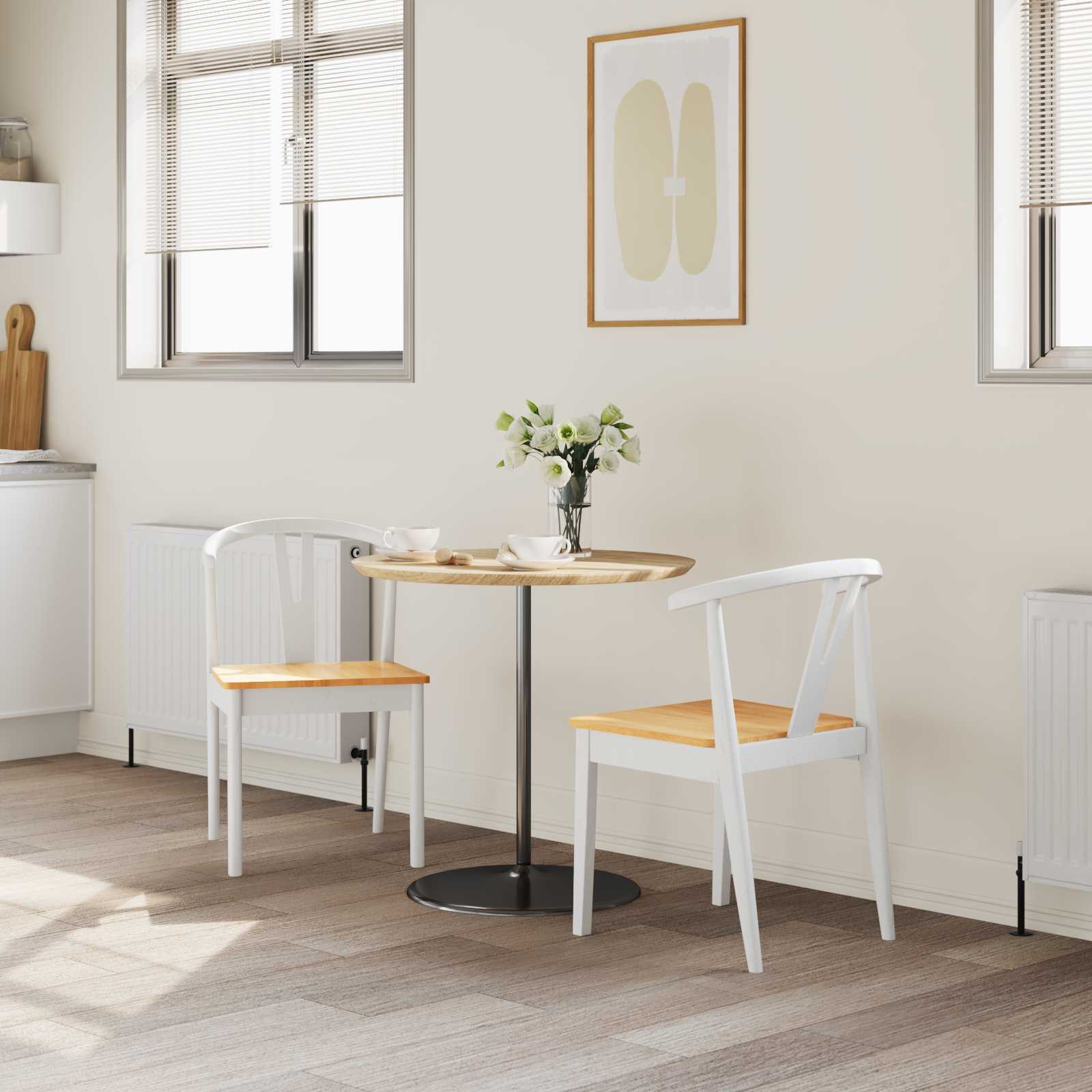 vidaXL Krzesło jadalniane 2 pcs Biały i naturalny Drewno Gumowe