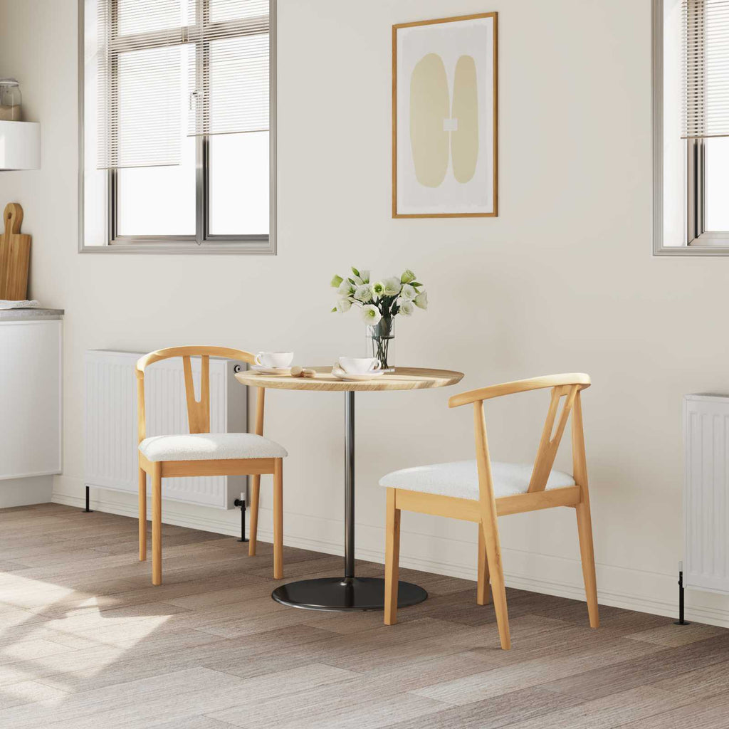vidaXL Krzesło jadalniane 2 pcs Naturalny i jasny Drewno Gumowe