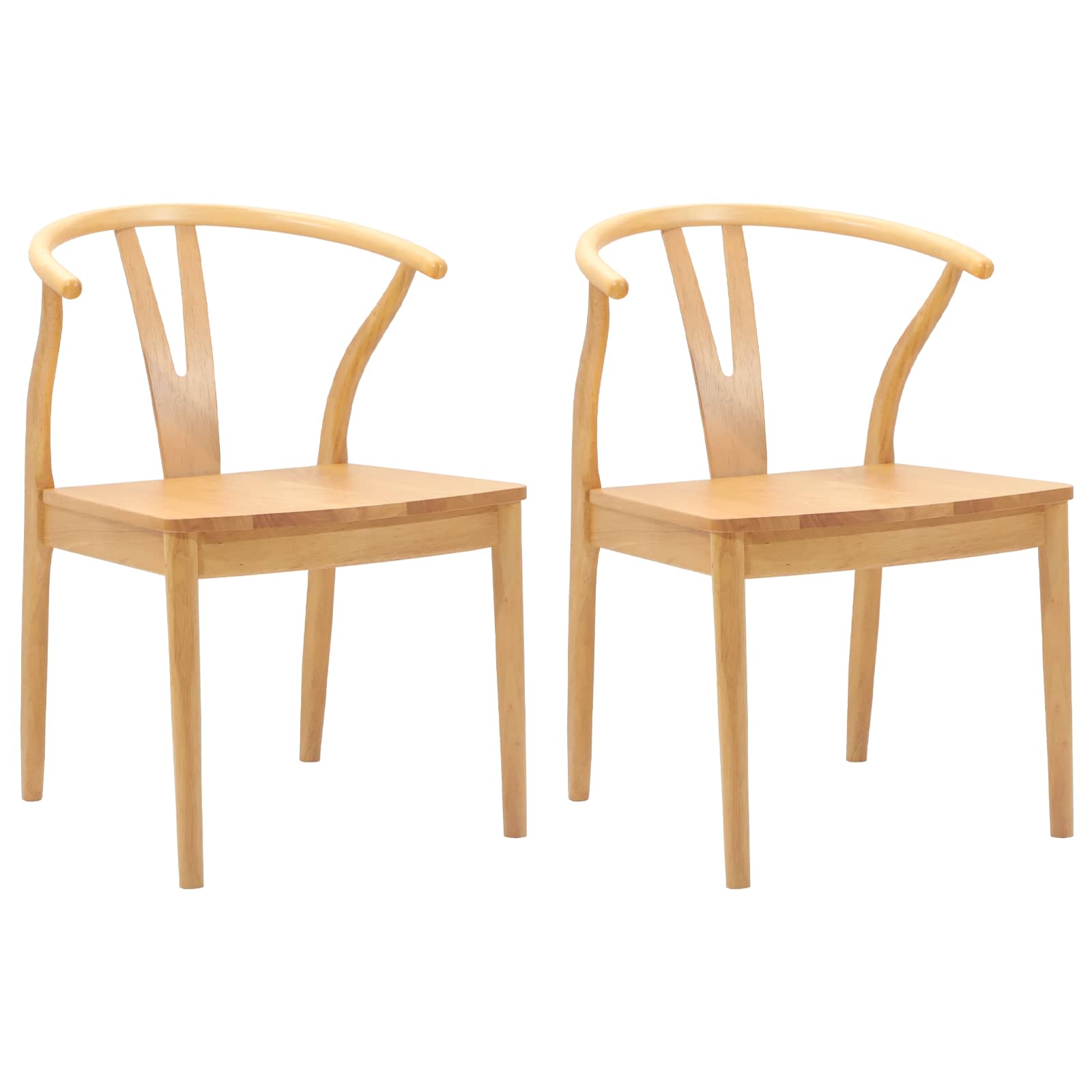 vidaXL Krzesło jadalniane 2 pcs Naturalny Drewno Gumowe