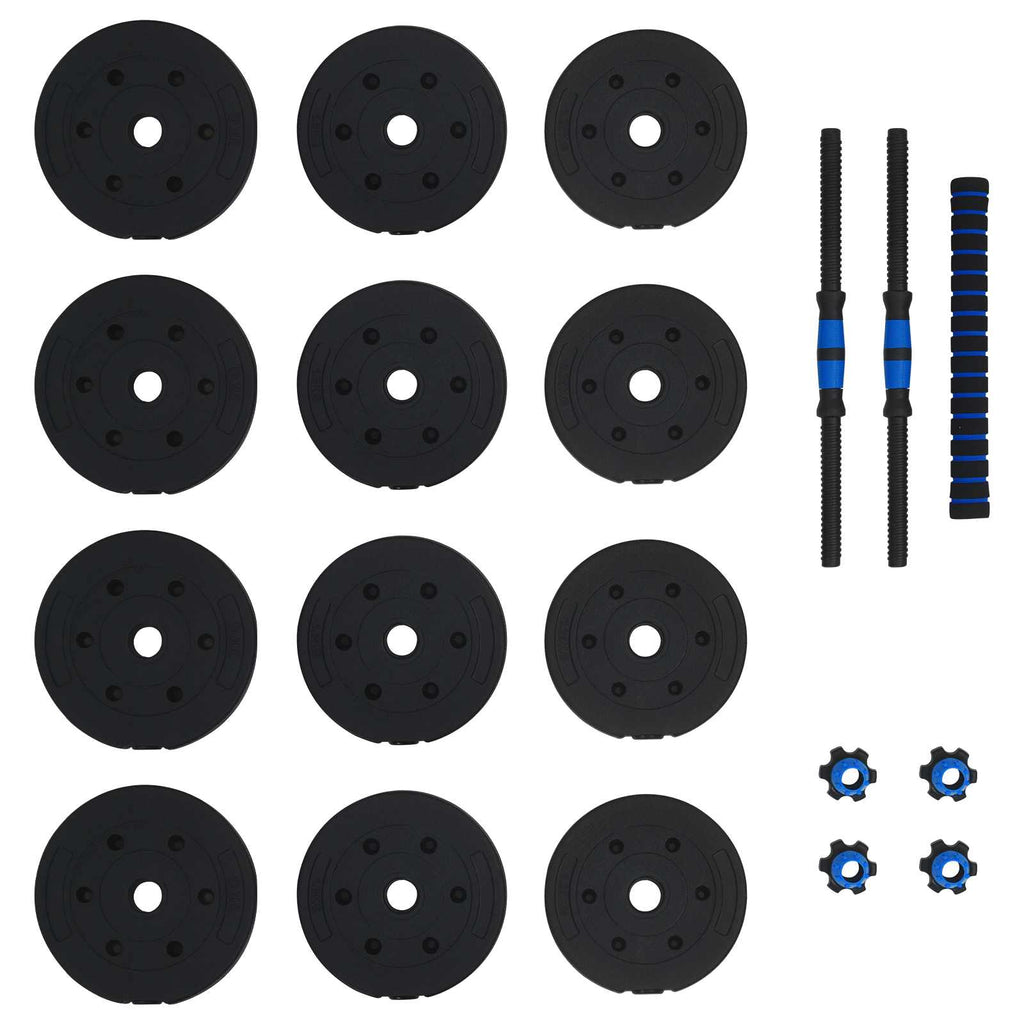 vidaXL Zestaw hantli i sztangi 2 w 1 20 kg Czarny i niebieski