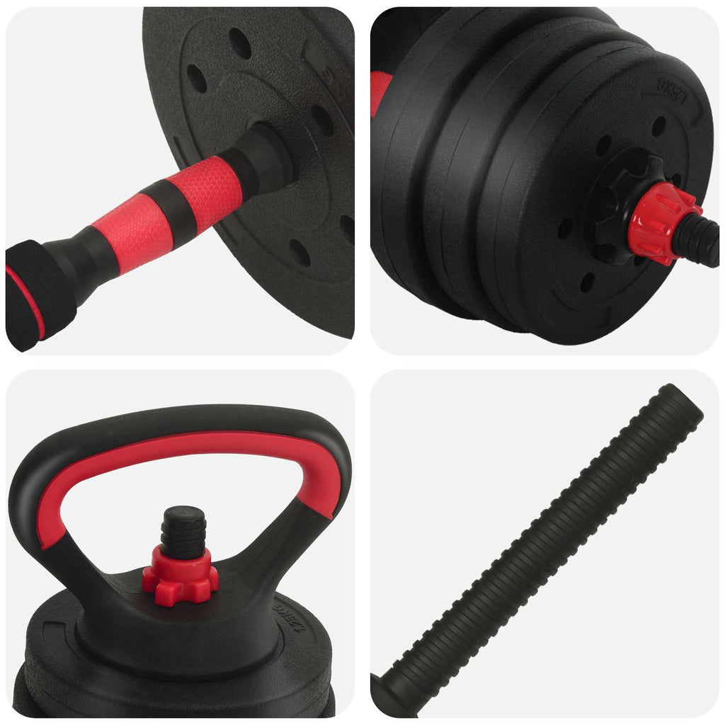 vidaXL Zestaw Hantli 4w1: Hantla, Sztanga, Kettlebell 20 kg