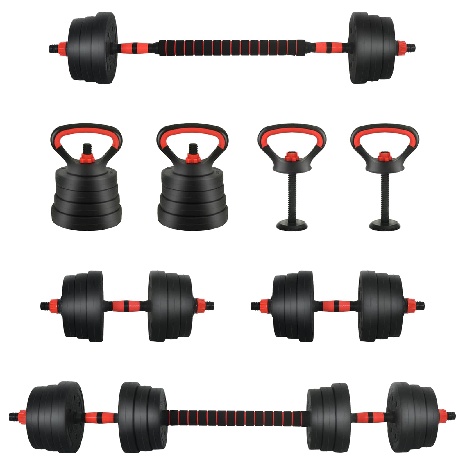 vidaXL Zestaw Hantli 4w1: Hantla, Sztanga, Kettlebell 20 kg