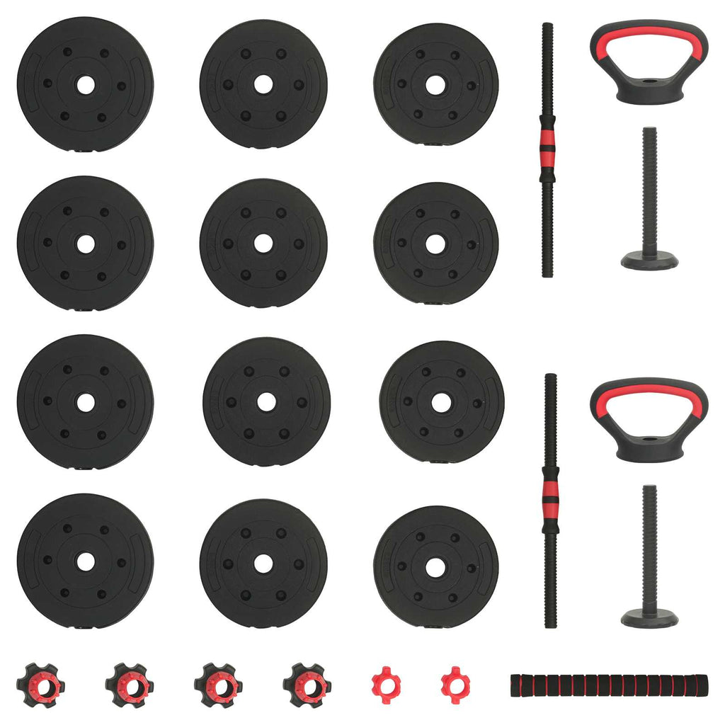 vidaXL Zestaw Hantli 4w1: Hantla, Sztanga, Kettlebell 20 kg