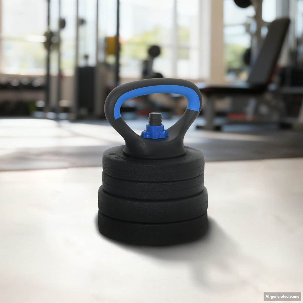 vidaXL Zestaw Hantli Barbell Kettlebell 4 w 1 20 kg Czarny i niebieski