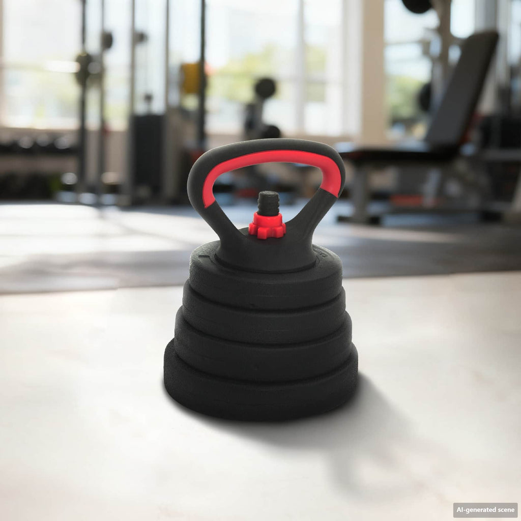 vidaXL Zestaw Hantli Barbell Kettlebell 4 w 1 30 kg Czarny i czerwony