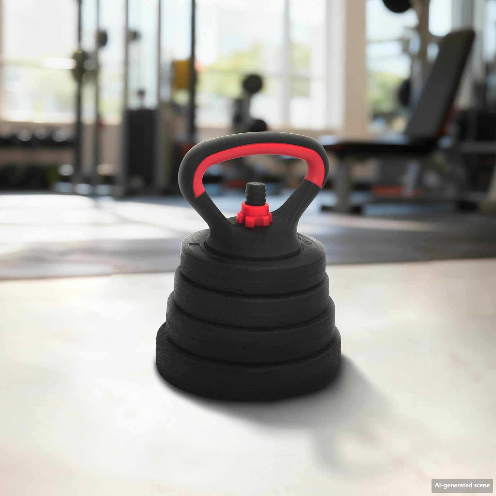 vidaXL Zestaw Hantli Barbell Kettlebell 4 w 1 30 kg Czarny i czerwony