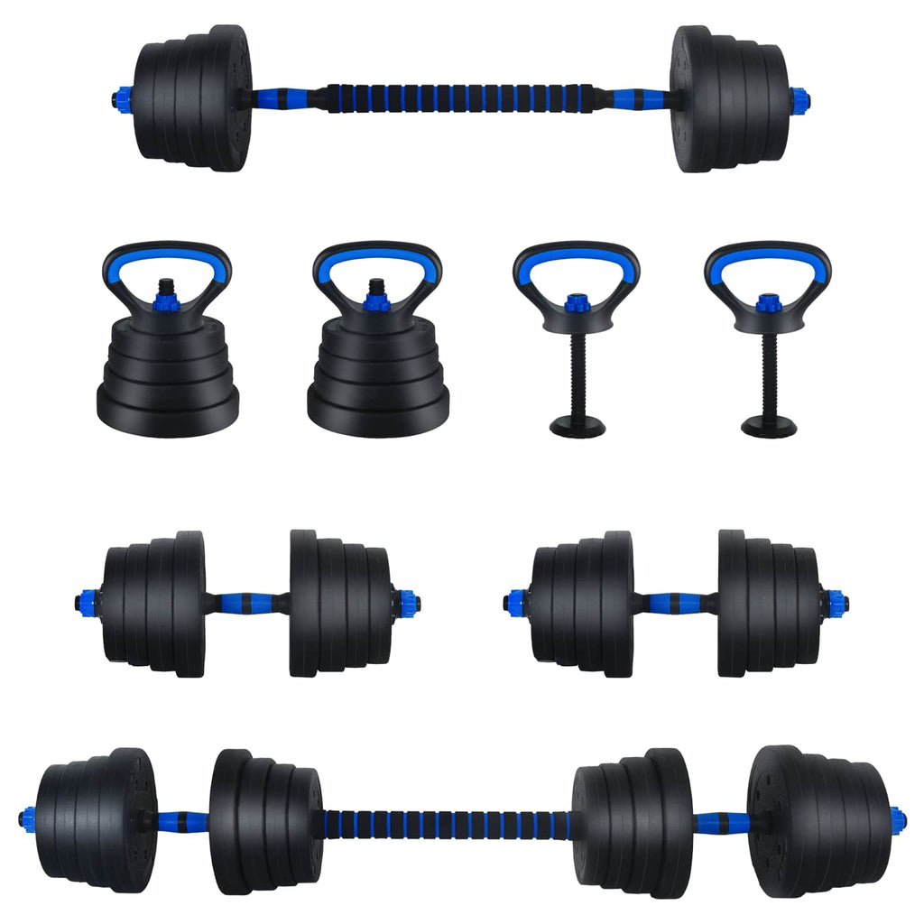 vidaXL Zestaw Hantli 4w1: Hantla, Sztanga, Kettlebell 30 kg